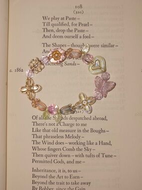 Handmade Pastel Floral Glass Bead Bracelet - Pink, Gold, Green